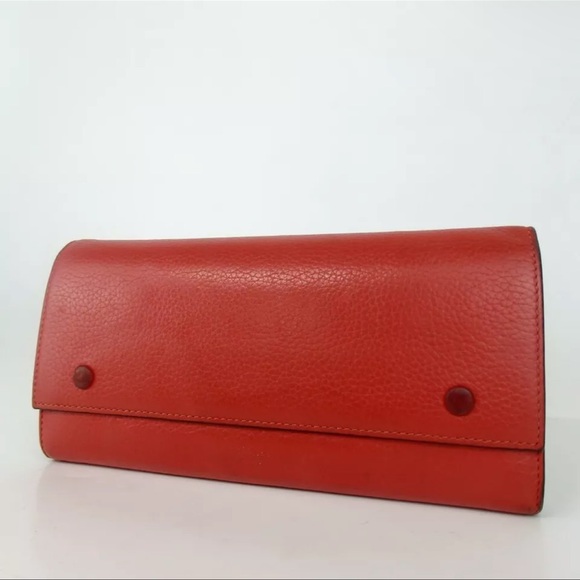Celine Handbags - AUTH Celine Red Leather Long Wallet